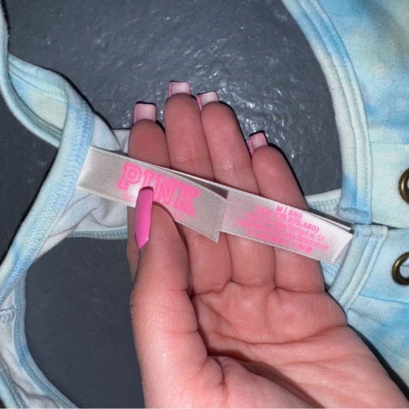 PINK Victoria's Secret Blue Tie-Dye Lace-Up Bralette - Picture 2 of 2